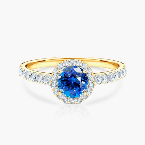 Pierścionek zaręczynowy This is Love: złoty, niebieski szafir